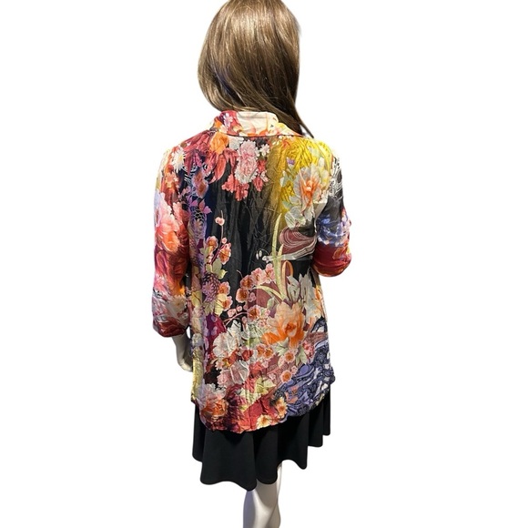 Chico's Multi-Color Size 1 Floral 100% Sheer Silk Open Jacket NWOT - Picture 5 of 5